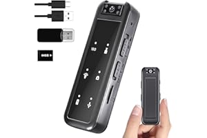 Amyway 64GB Mini Body Camera,1080P Wearable Patrol Video Recording Camcorder with IR Night Vision, 5-Hour Battery & 180° Rotating Lens – Small Wearable Cam for Security, Police, and Outdoor Use