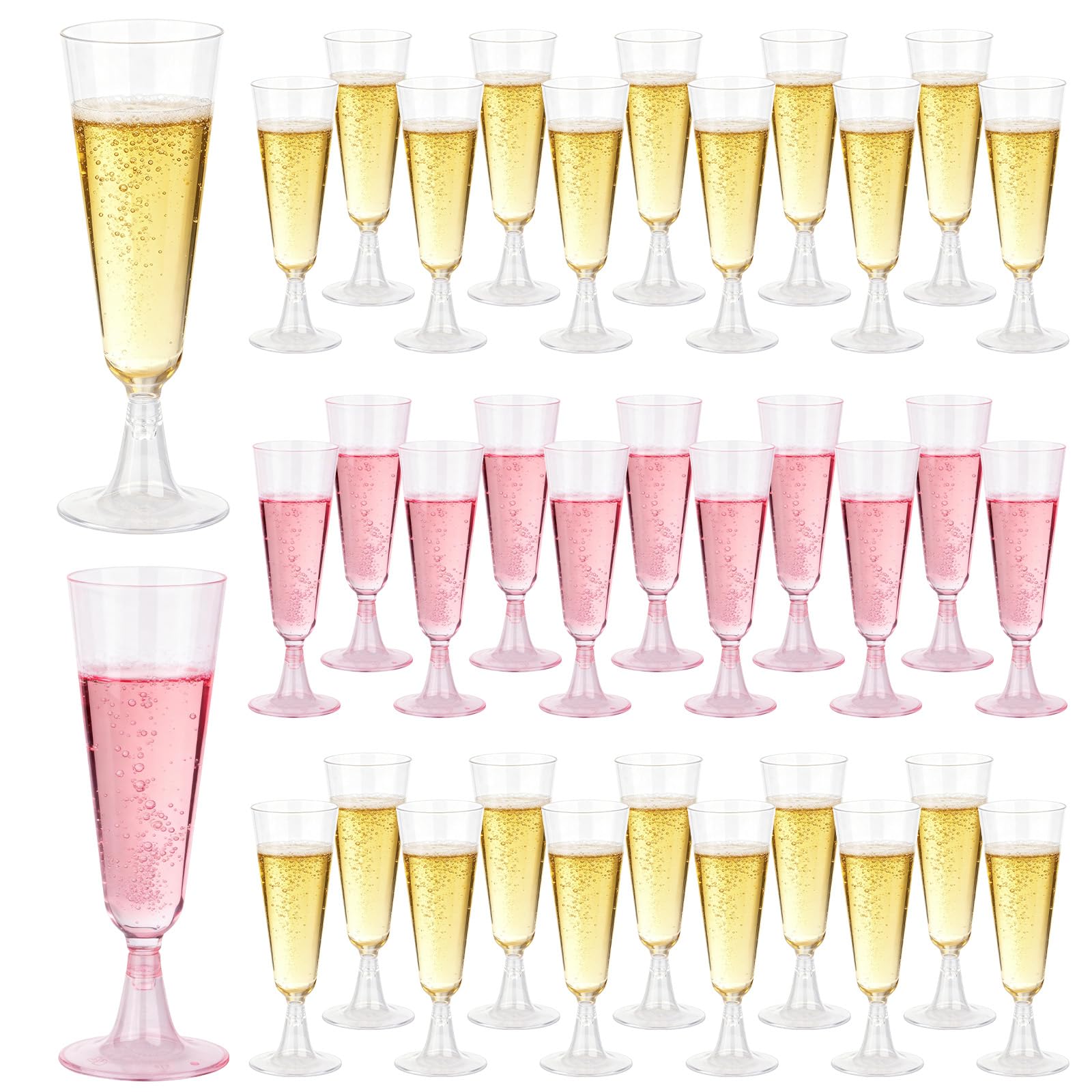 Photo 1 of ** MNISSING CUPS** Plastic Champagne Flutes 50 Pack 5.5 Oz Plastic Champagne Glasses Disposable Mimosa Glasses Clear Unbreakable Toasting Cups for Wedding, Party, Birthday, New Years Eve Party Supplies(Pink & Clear)