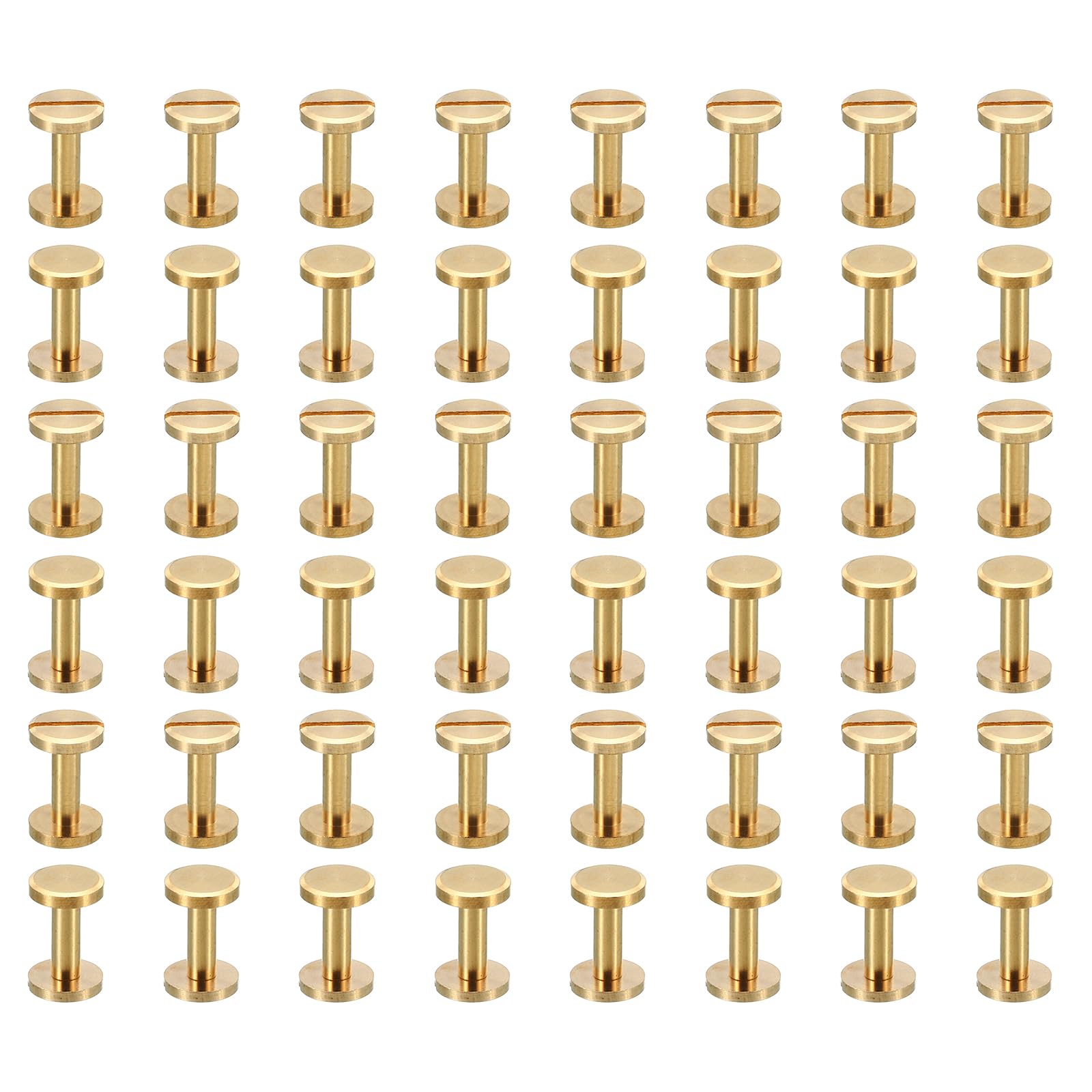 PATIKIL 50 Sets Chicago Screws, M4x12mm Chicago Screw Slotted Binding Post Screw Bolts Rivets Brass Fasteners Connectors for Leather Belt Scrapbook Photo Albums