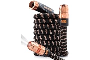 Pocket Hose Copper Bullet AS-SEEN-ON-TV Expands to 25 ft REMOVABLE Turbo Shot Multi-Pattern Nozzle 650psi 3/4 in Solid Copper Anodized Aluminum Fittings Lead-Free Lightweight No-Kink Garden Hose