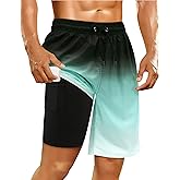 Sarfel Mens Swim Trunks with Compression Liner Mens Bathing Suit 9 Inch Quick Dry Mens Board Shorts Swimwear Mens Swim Shorts