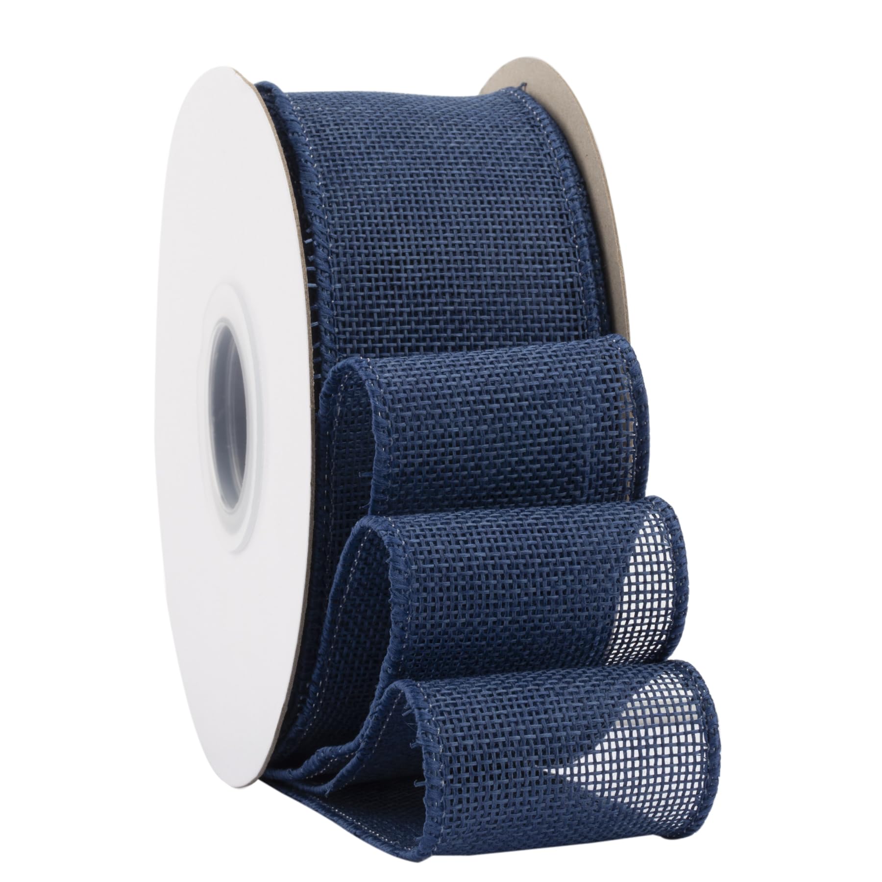 Ribbonitlux Navy Burlap Wired Ribbon, 50mm x 18 Meters, Wired Edge Burlap Ribbon for Gift Wrapping, Big Bow, Wreath, and Christmas Tree Decoration