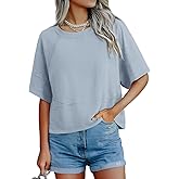 Feiersi Women Cotton T-Shirts Summer Crewneck Pullover Short Sleeve Tops Basic Tops Tees Blouses