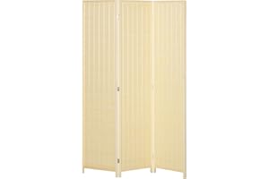 HOMCOM 3 Panel Room Divider, 6 Ft Tall Indoor Portable Folding Privacy Screens, Bamboo Hand-Woven Freestanding Partition Wall