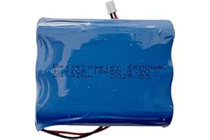 BETTERYSELER 1Pcs 18650 3.7v 6.6Ah 1S3P Li ion Rechargeable Battery Pack with 2pin JST-PH2.0 Plug,6.75x5.5x1.84cm (24.42Wh/6.6A),for Simplehuman Sensor Makeup Mirror ST3026 BT1080 Battery Replacement ST3027 3028