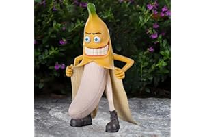 Eousera Evil Banana Man Outdoor Statues Decor, Funny 8'' Tall Banana Gnome Sculptures Yard Decorations Lawn Ornaments, Inappropriate Weird Garden Gifts for Housewarming Christmas Anniversary