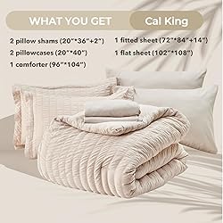 HYMOKEGE Beige California King Comforter Set