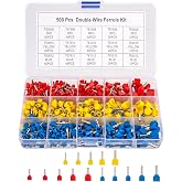 KOXXIAMOQ 500pcs Double Wire Ferrules Kit - Twin Ferrule Connectors, AWG 14-22