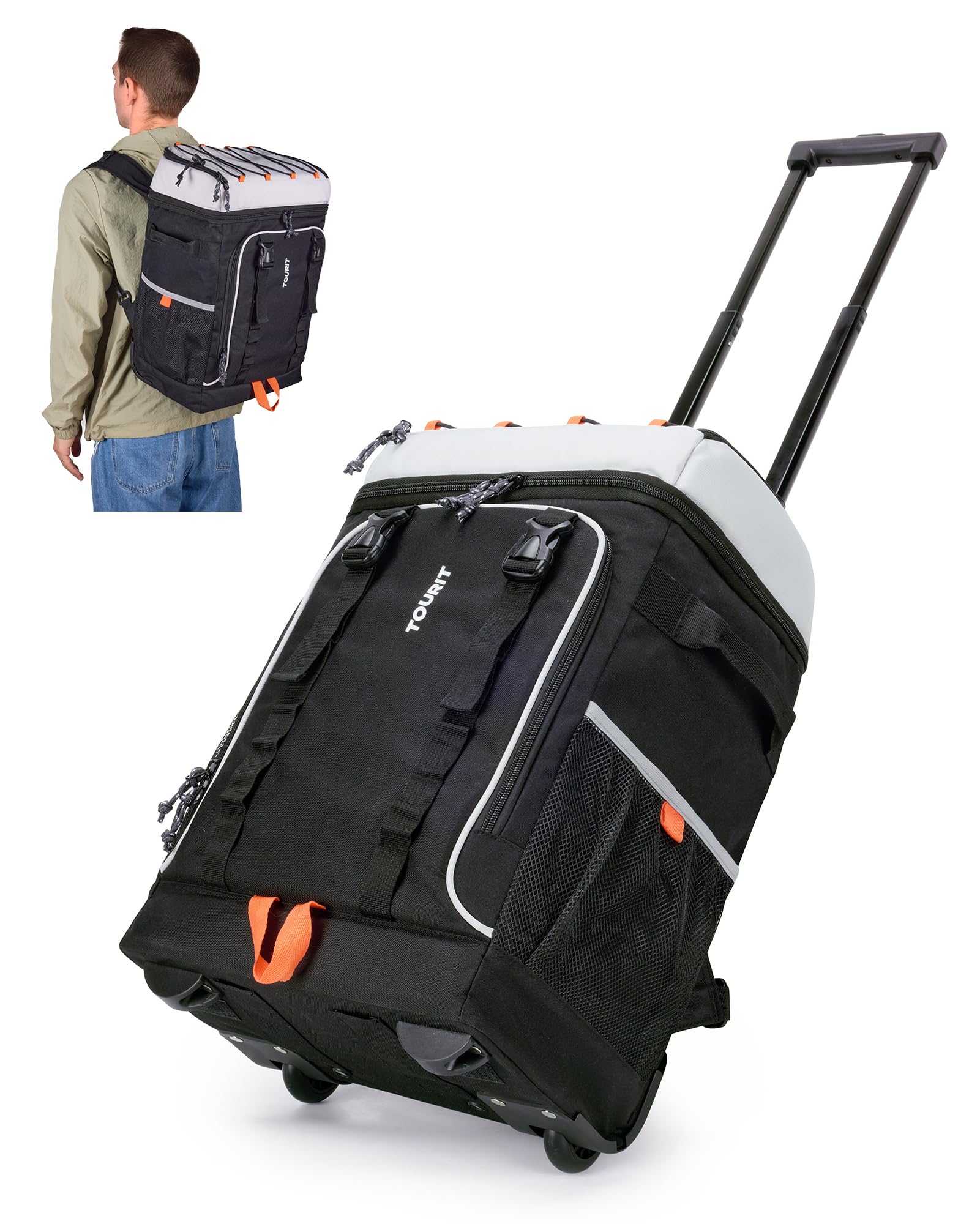 Tourit Backpack TOURIT 50-Can Rolling Backpack, Double Deck & Dual-Bar Handle Travel ...