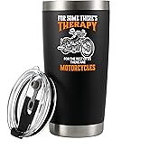 Panvola For Some There’s Therapy For The Rest Of Us There Are Motorcycles Motorcycle Gifts Vacuum Insulated Tumblers Biker Rider For Dad Husband Boyfriend Uncle Travel Mug 20 oz Black