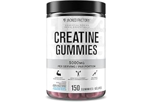 Jacked Factory Creatine Gummies 5g Daily Dose (1g per Gummy) - Creatine Monohydrate Gummy for Men and Women, Vegan-Friendly, 