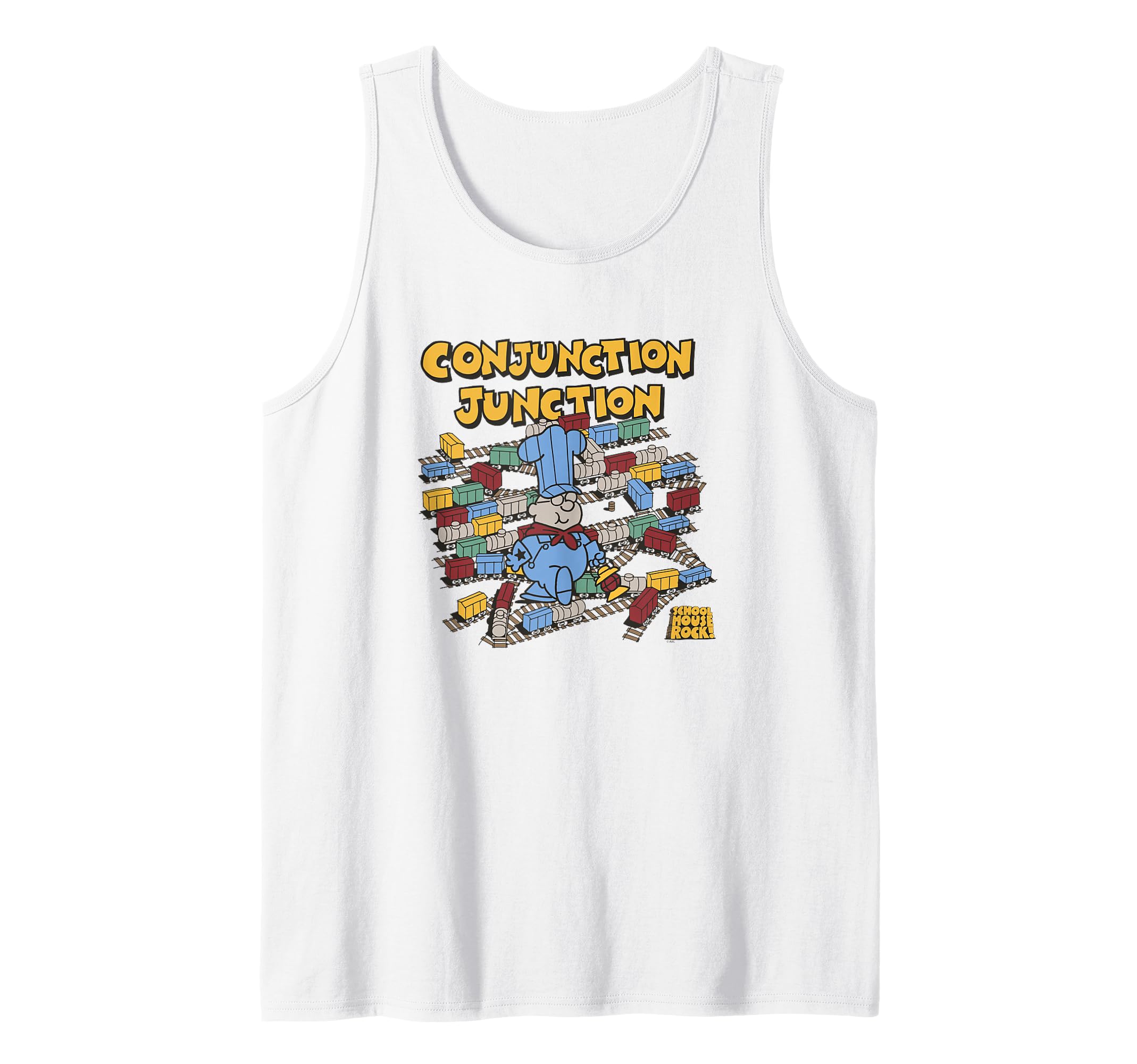 Schoolhouse Rock Conjunction Junction Train Conductor Retro Tank Top