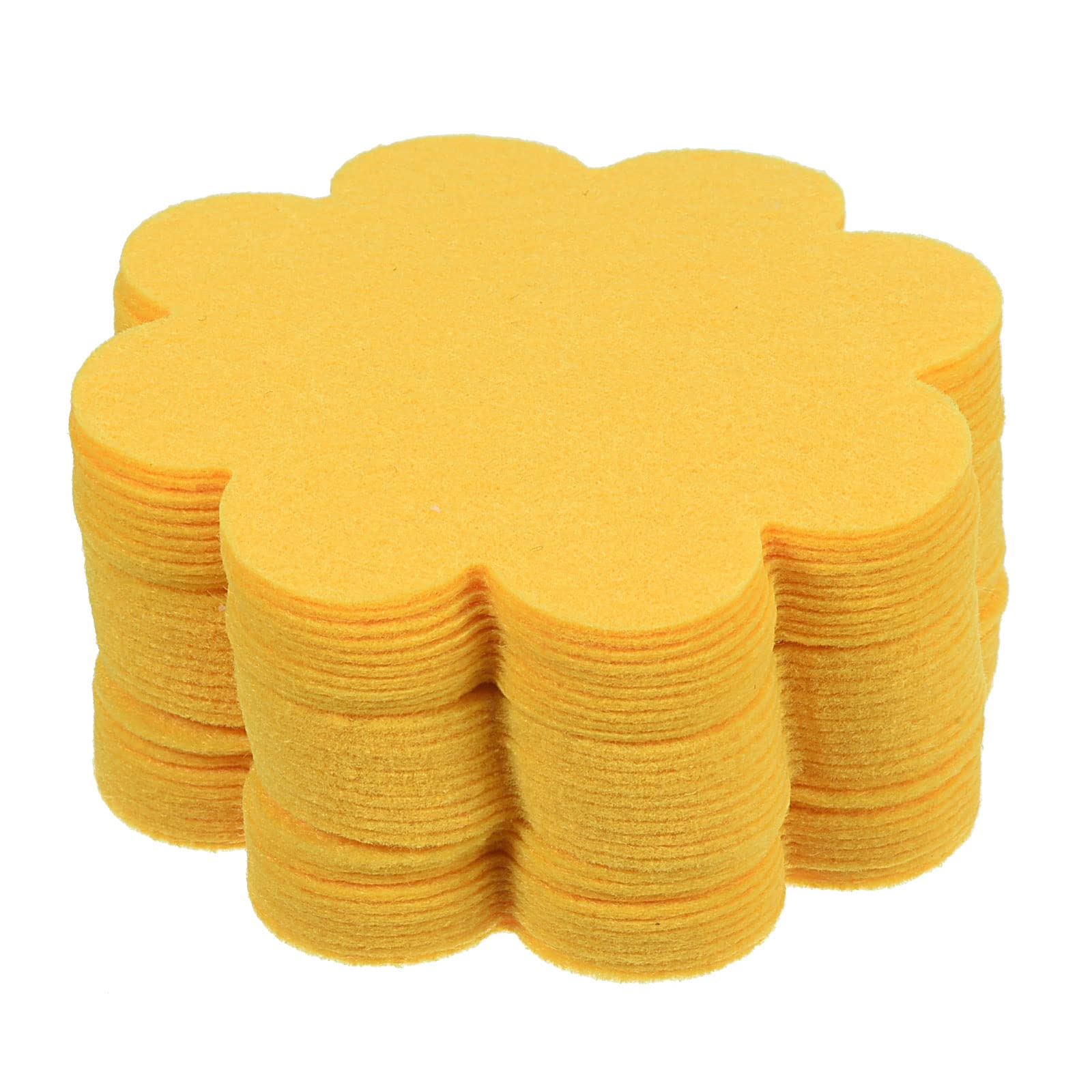 PATIKIL 3 Inch Plant Pot Hole Pad, 30 Pack Non-Woven Fabric Flower Shape Bonsai Bottom Soil Mat, Yellow