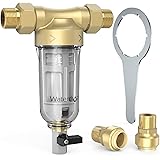 Waterdrop Backwash Spin Down Sediment Filter - Whole House Pre-Filtration System, 50-Micron, 1" MNPT + 3/4" FNPT, Traps Rust,