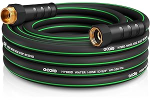 EOOIO Heavy Duty Garden Hose 5/8 in, x 25ft Flexible Water Hose, Kink Resistant Lightweight Hybrid Hose, Leakproof Hose Male to Female Fittings, Drinking Water Safe