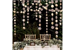 Decor365 Champagne Gold Birthday Decorations Glitter Dot Garland Circle Streamers Banner Backdrop Baby Showers Bridal Showers Christmas New Year Eve Anniversaries Graduations Holiday Parties Decor