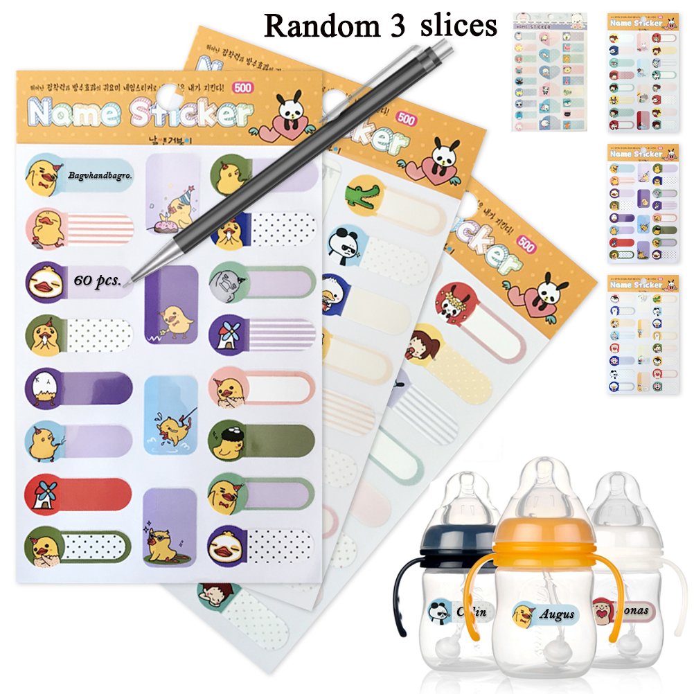 Bottle Name Labels,Daycare Waterproof Labels, Assorted Sizes & Colors,Fancy Shape Stickers ...