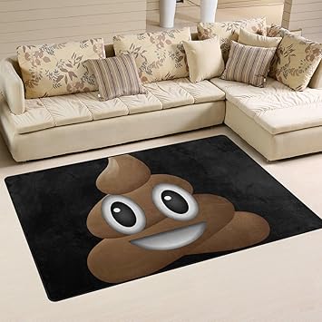 Deyya Non Slip Area Rugs Home Decor Happy Funny Poop Emoji Face
