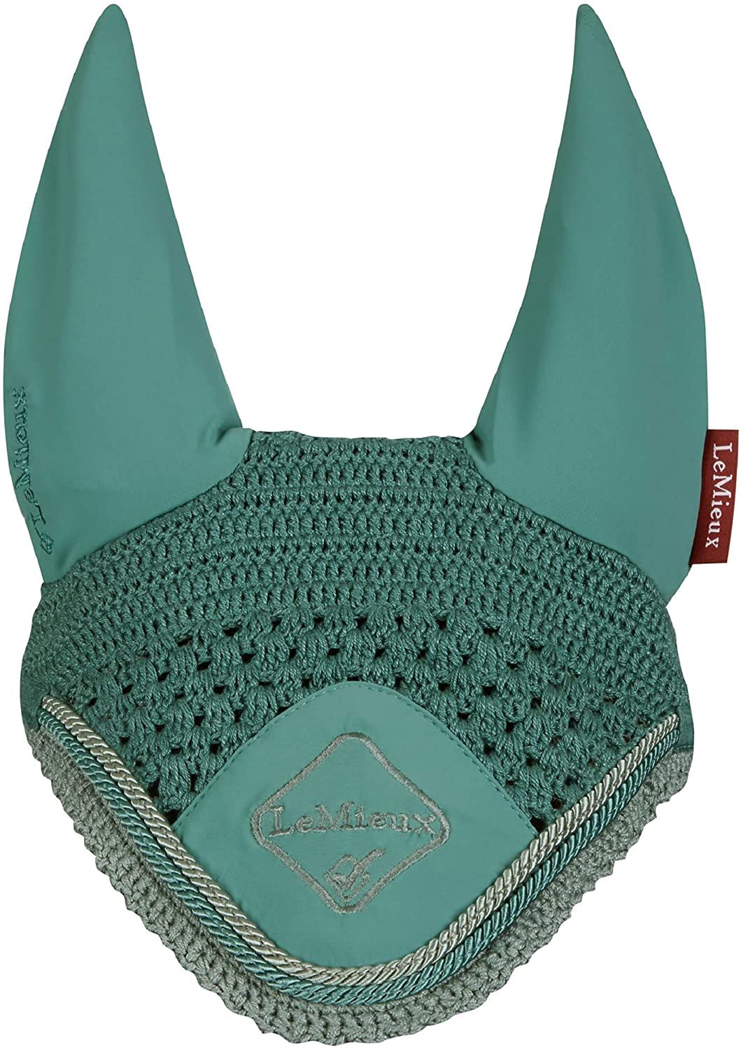 LeMieux Classic Crochet Fly Hood with Comfortable Lycra Ears in Peacock - Sport Horse Wear for Competitive Rider - Large