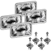 Parts N Go 4x6 Rectangular Plain Conversion Headlights Halogen H4 Bulb Set - H4656, H4651