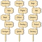 arricraft 15 Pcs Herb Plant Labels, Wooden Markers T Type Tags Garden Labels with Printed Herb Name Wood Garden Stakes for Indoor and Outdoor Potted Seed Herbs Unique Funny Gifts