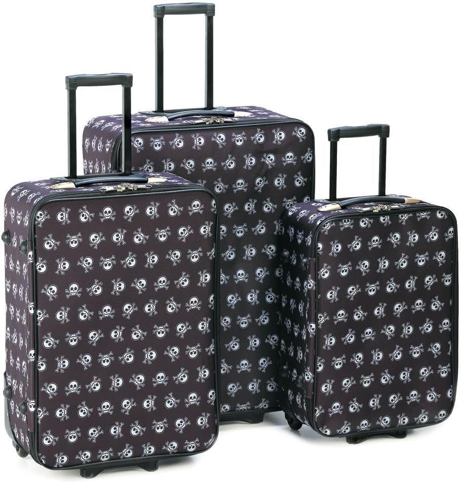 luggage with skull design