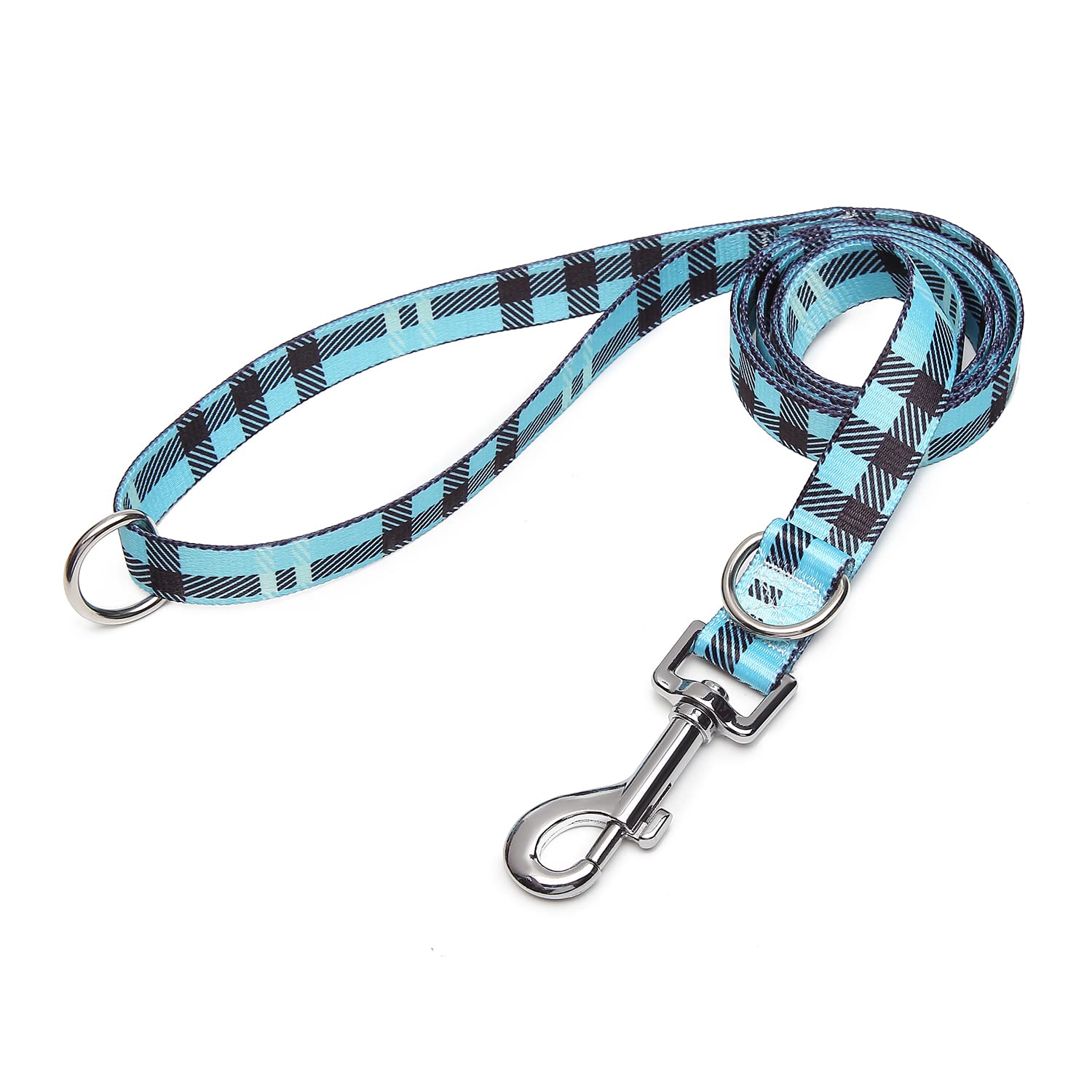 Suredoo Soft Nylon Dog Lead Leash with Colorful Patterns, Comfortable Strong Dog Training Walking Lead Leashes with 2 D-ring for Small Medium Large Dogs, (Blue Plaid)