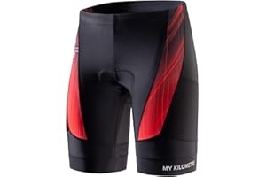 MY KILOMETRE -Men's Triathlon Cycling Shorts - Padded, Quick-Dry Breathable Design with Reflective Strips for Training