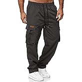 HOTake Men's Casual Cargo Sweatpants Waist Drawstring Joggers Hiking Tactical Pants for Men with Pockets