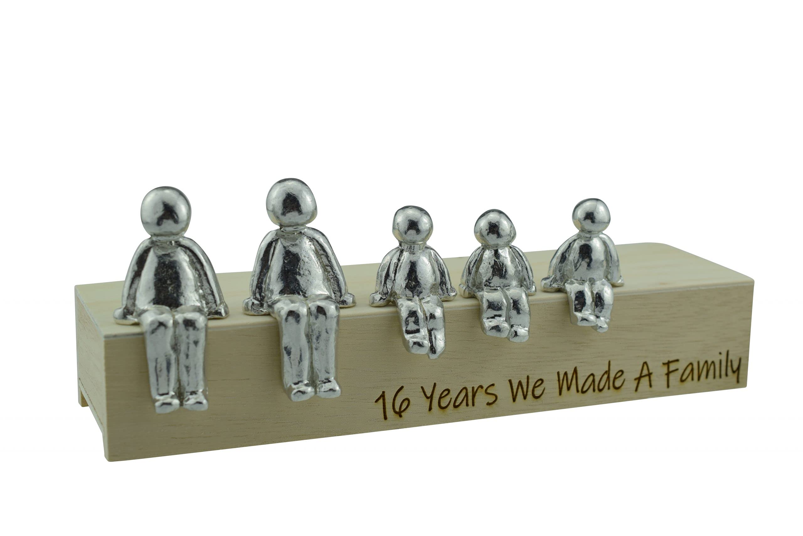 Pirantin 16th Anniversary Idea - 16 Years We Made A Family Metal Ornament - Choose Your Family Combination Box & Woodgrain May Vary(3 Children)