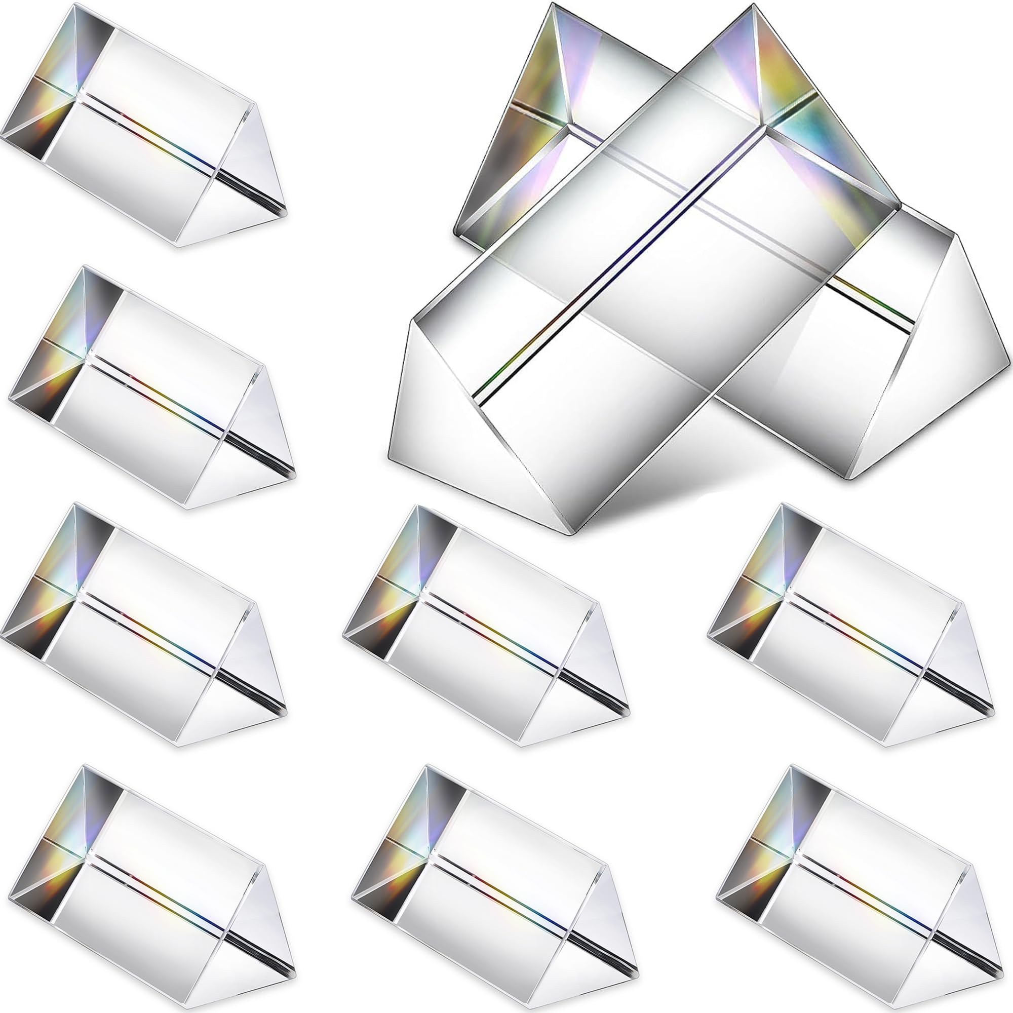 Triangular Prism Gold QFkris 12PCS Optical Glass Triangular Prism,50mm/2inch Crystal ...