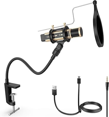 Amazon Zealsound コンデンサー マイク スマホマイク マイクスタンド Pc マイク Usb マイク Pc用録音マイク 配信用マイク エコー機能付き 全指向性マイク 集音マイク グースネック ポップガード ショックマウント セット 実況 配信 カラオケ 角度調節可能 で使用でき