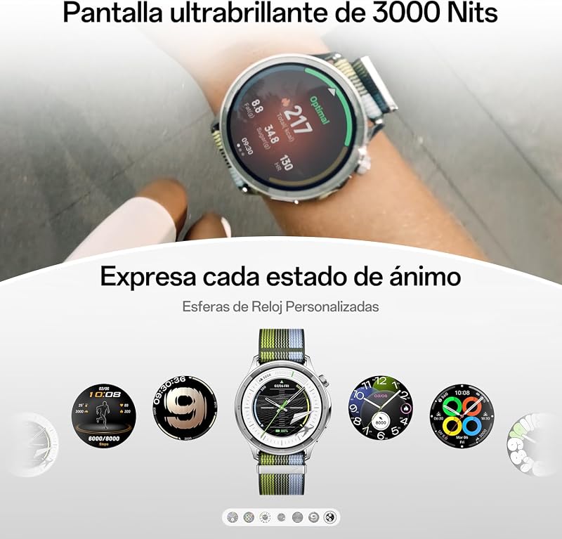 Watch S Smartwatch ECG Acero 10Días 3000Nits, Silver Gleam