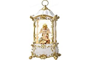 Priddop Nativity Snow Globe Christmas Decorations Indoor Angel Nativity Scene Gifts Classic Relief Texture Musical Glitter Snowfall USB/Battery Timer Lantern 12.5 inch