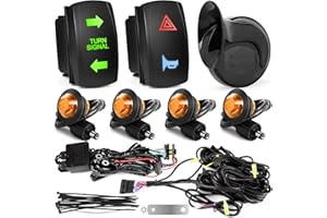 Drieaco SXS ATV UTV Turn Signal Kit with Horn & Rocker Switch Wiring Harness Kit, Plug and Play, Hazard Lights, Universal Blinker Street Legal Kit Fits for Polaris, Can-Am, Kawasaki, Golf Cart, CFMOTO