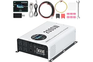 OUBOTEK 2000W Pure Sine Wave Power Inverter DC 12V to AC 120V Converter with LCD Display, Wireless Remote Control, 4 AC Outlets, 1 Hardwire Terminal, Dual USB Ports for RV Truck Boat Solar System