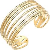 Wovanoo Multi-layer Cuff Bracelet for Women Cross Wire Bracelets Open Wide Cuff Gold Bangle Bracelet