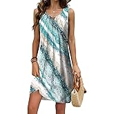 kipfall Pleated Front Summer Dresses for Women 2025 Casual Beach Floral Print Sundress Boho Tank Dress