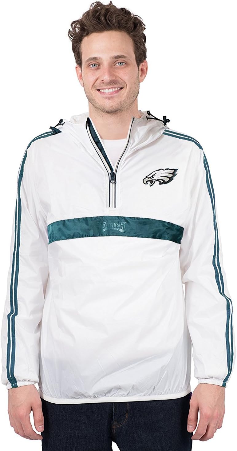 Ultra Game NFL Men's Quarter Zip Pullover Hoodie Packable Windbreaker Jacket