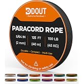 DDOUT 2mm Paracord, Micro Paracord Rope, Thin Braided Cord | Nylon Cord for Crafting, DIY Projects, Fishing, Wind Chime, Camping &amp; Outdoor Black 125FT