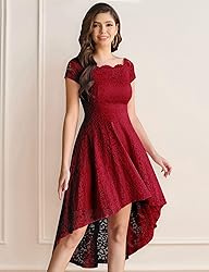 Dressystar Women's Lace Cocktail Dress Hi-Lo Off