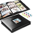 Photo Album 4x6 Photos Hold 700 Pockets Extra Large Capacity Leather Cover Black Pages with Index Tabs Wedding Picture Albums 700 Slip-in Pockets Photos Book for Anniversary Family Baby Vacation