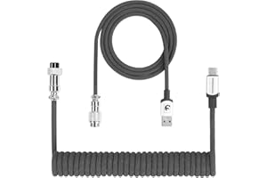 LexonElec Fast Charging Spiral Type-C to USB A Gaming Mechanical Keyboard Cable, Detachable Metal Aviator Fiber Knitting Cabl