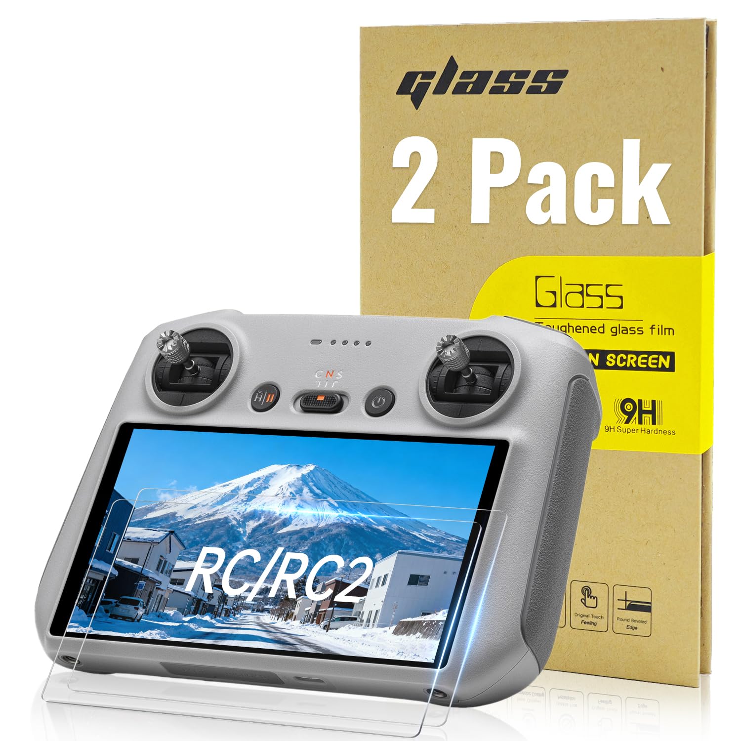 LKTOP 2 Pack RC/RC2 Screen Protector for DJI RC/RC 2 Controller Accessories Mini 4 Pro HD Tempered Glass Mini 3 Pro Film for DJI Mini 4/3 Series, Mavic 4 Pro, Mavic 3 Series, Air 3, Air 2S, Flip, Neo