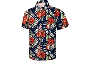 MIZVSITRD Hawaiian Shirt for Men, Tropical Shirts Casual Summer Button Down Short Sleeve Floral Shirt Vacation Outfits Cruise Shirt