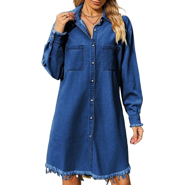 cloth and stone denim dress Rhinestone Trim Denim Dress – P. Elyse Boutique main image 1