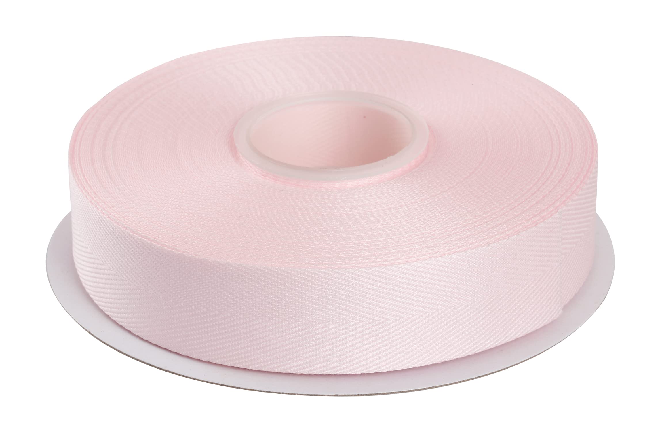 Joycrosso Herringbone Tape Twill Ribbon Soft Handle, Great for Gift Wrapping Craft Sewing, 25mm x 22 Meters - Powder Pink