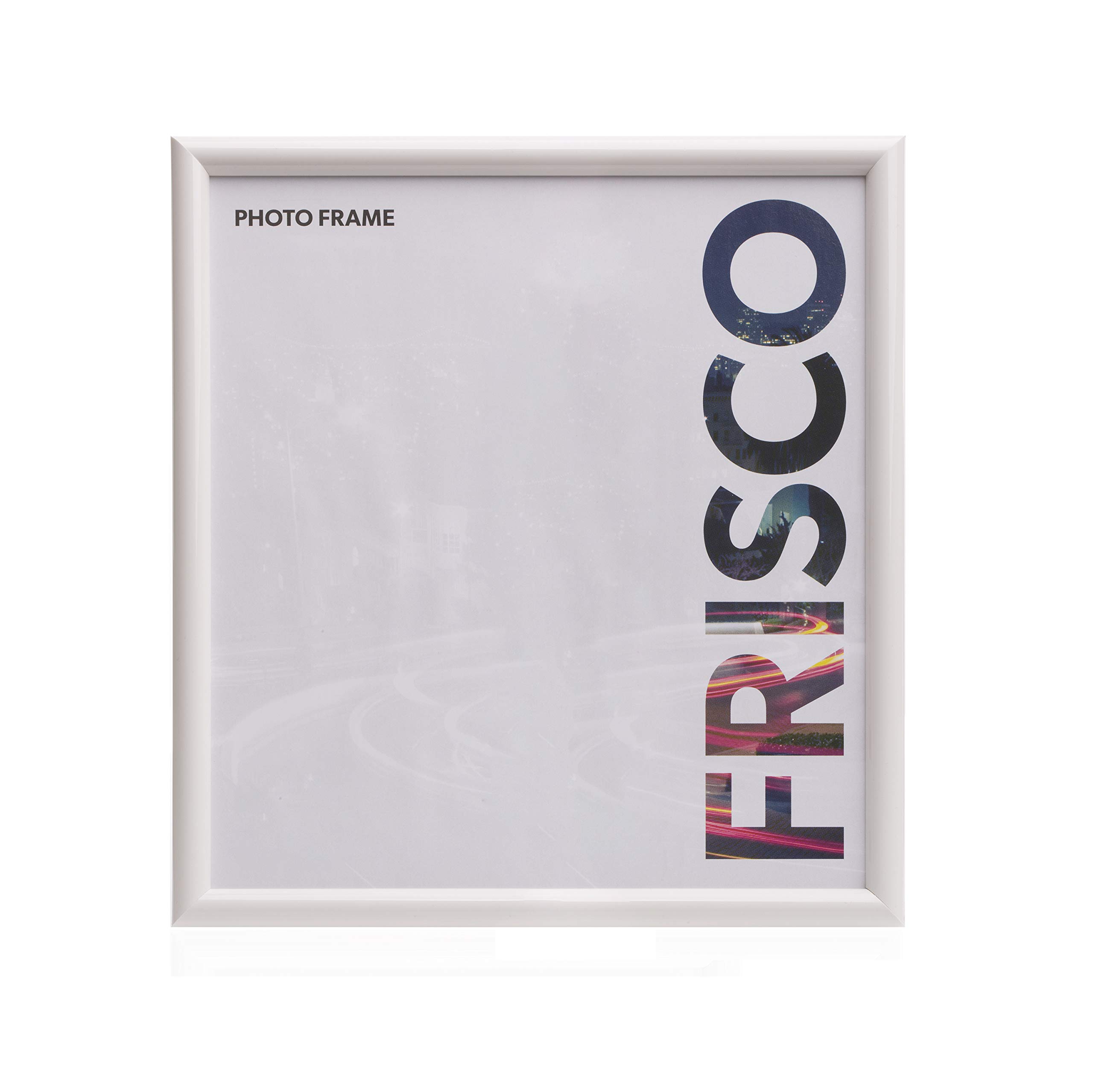 Kenro Frisco Plastic Picture Frames (Box of 1) - 8x8 Inch / 20x20cm Freestanding or Wall Hanging Stylish Photo Frame with Glass Front - White