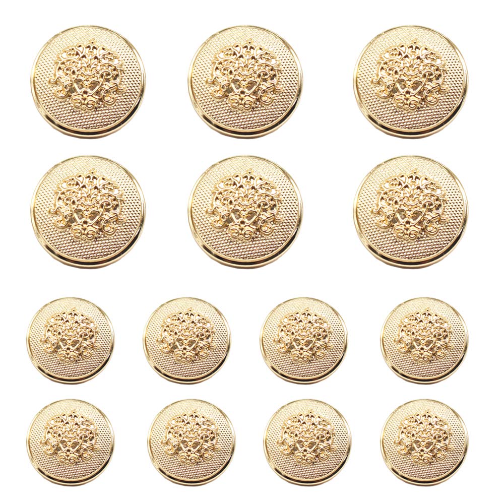YaHoGa 14pcs Gold Blazer Buttons for Men's Suits Blazers Sport Coats 20mm 15mm Metal Shank Suit Buttons Set for Sewing Coats Suits Blazers (MB20080)