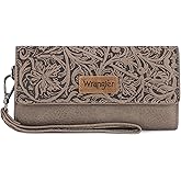 Montana West X Wrangler Western Wallets for Women Trifold Wristlet Wallets Large Capacity Women Clutch Wallet with Coin Purse